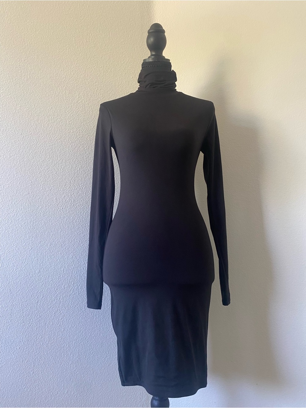 naked wardrobe Black Long Sleeve Turtleneck Bodycon Dress